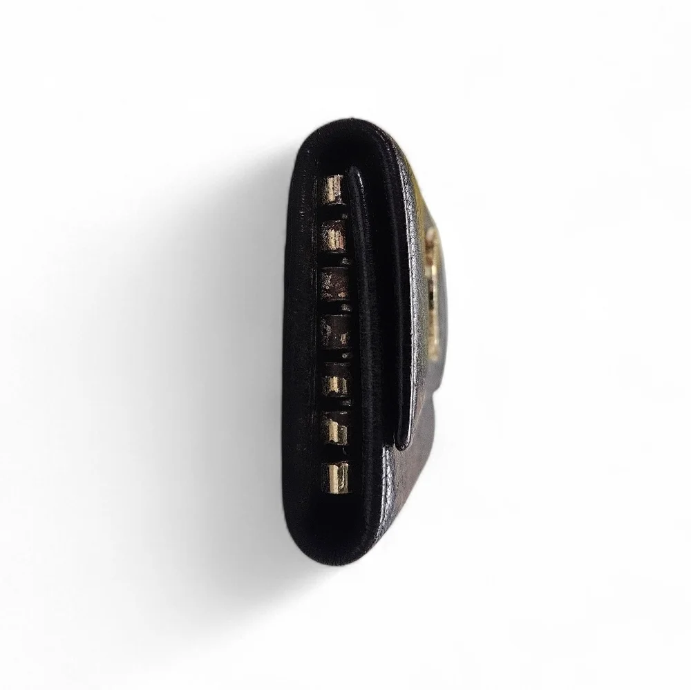 Bvlgari Colore Calf Leather Key Holder Wallet In Black And Gold